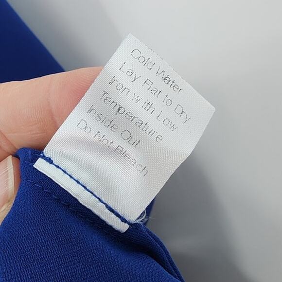 Misook Floral Embroidered Button Front Woven Dress Blue Size Small - Picture 13 of 13